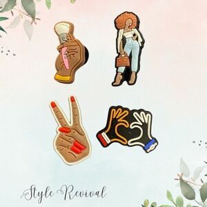 Croc 4 Pc Diva Boss Girls Love Makeup & Shopping Shoe Charms Jibbitz 4 Pc Set